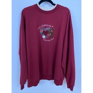 MC Sportswear Embroidered Bear Heart Sweatshirt‎ Womens 3X Cozy Cottagecore